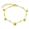 Gold Plated 925 Sterling Silver 11 Bead Charm Bead Link Chain Bracelet - ITB00316-GP