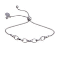 Rhodium Plated 925 Sterling Silver Link Lariat Bracelet - ITB00318-RH