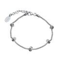Rhodium Plated 925 Sterling Silver 5 Knotted Coreana Chain Bracelet - ITB00320-RH