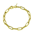 Gold Plated 925 Sterling Silver Paperclip Chain Bracelet - ITB00322-GP