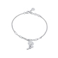 Rhodium Plated 925 Sterling Silver Rolo Donut Bar Adjustable Bracelet - ITB00333-RH
