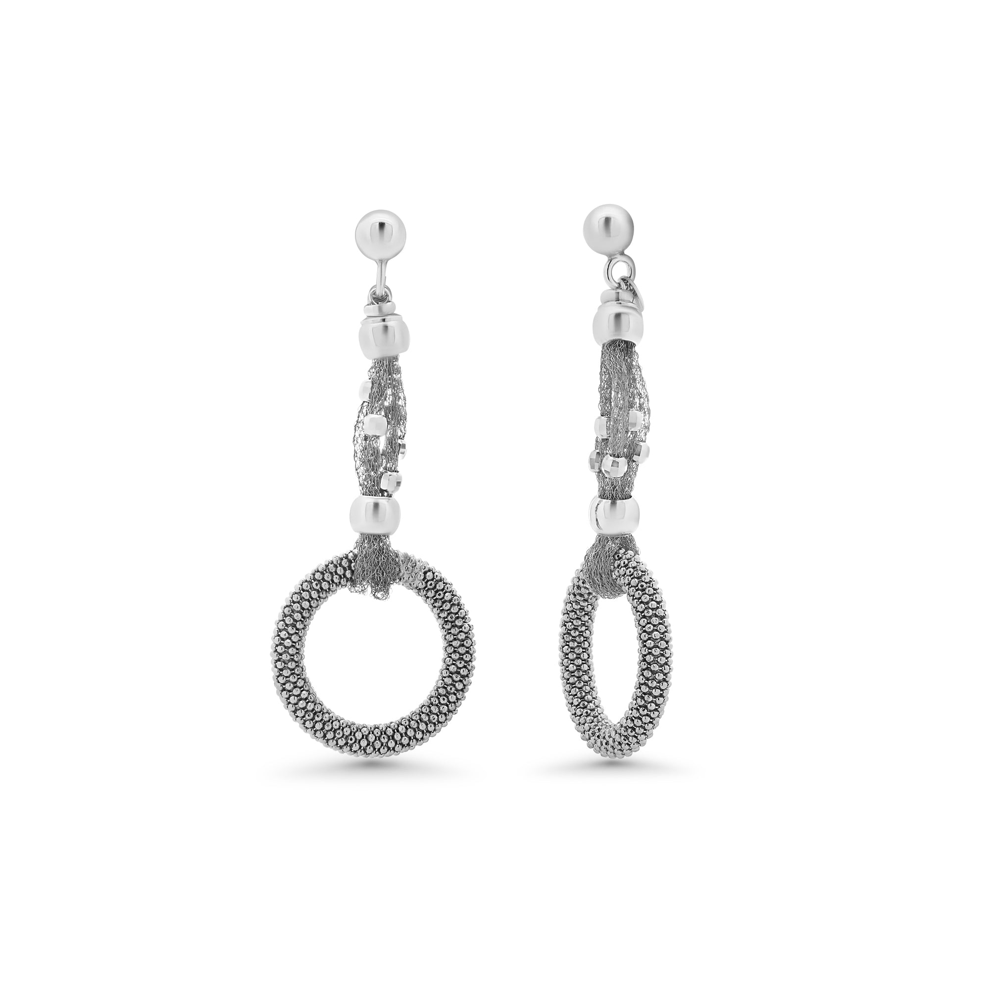 Silver 925 Black Rhodium Fancy Dangle Earrings - ITE00017