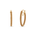925 Sterling Silver Italian Ridged Hoop Earrings - ITE00044