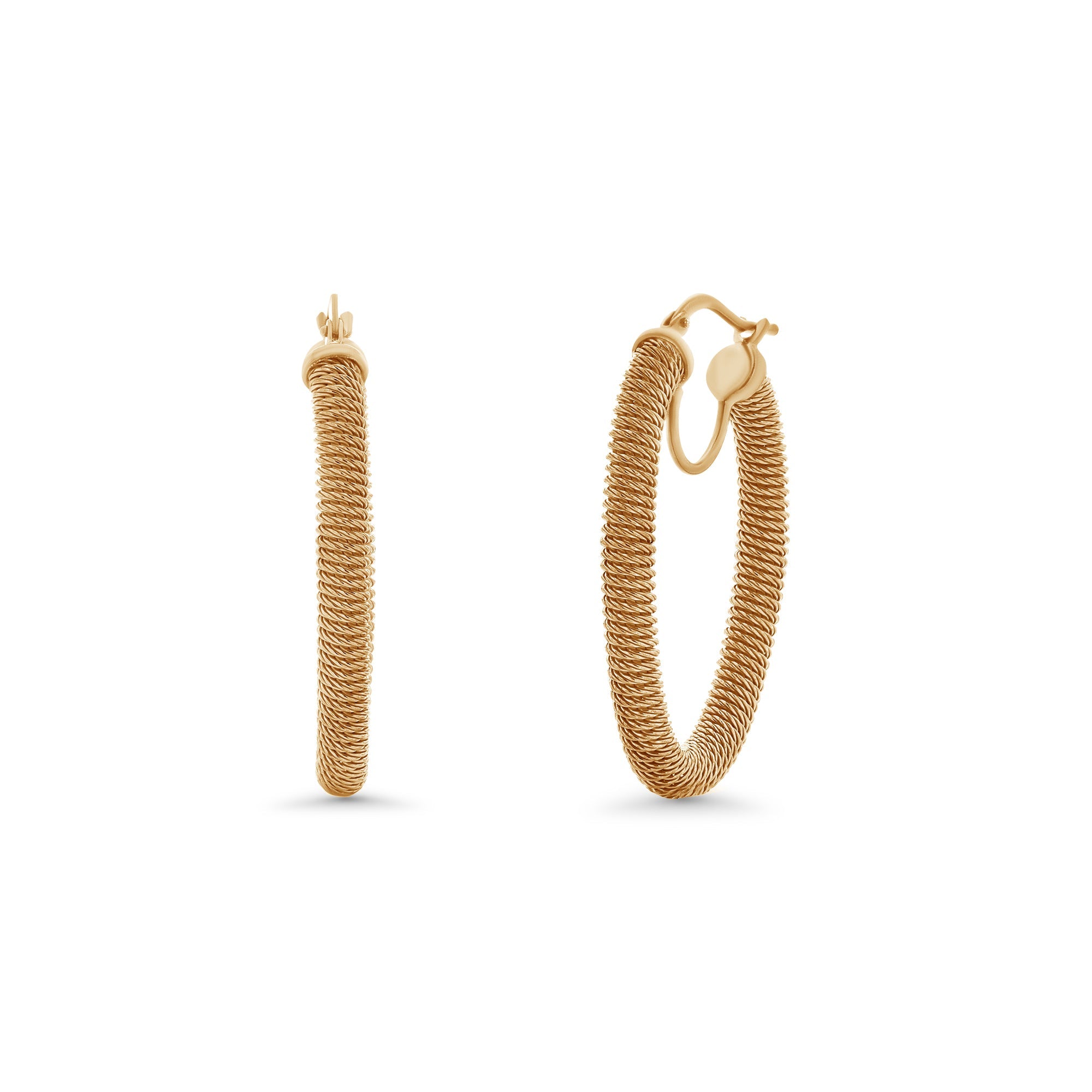 925 Sterling Silver Italian Ridged Hoop Earrings - ITE00044