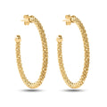 Sterling Gold Plated 925 Sterling Silver Beaded Semi Hoop Earrings - ITE00045GP