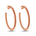 Sterling Rose Gold Plated 925 Sterling Silver Beaded Semi Hoop Earrings - ITE00045RGP