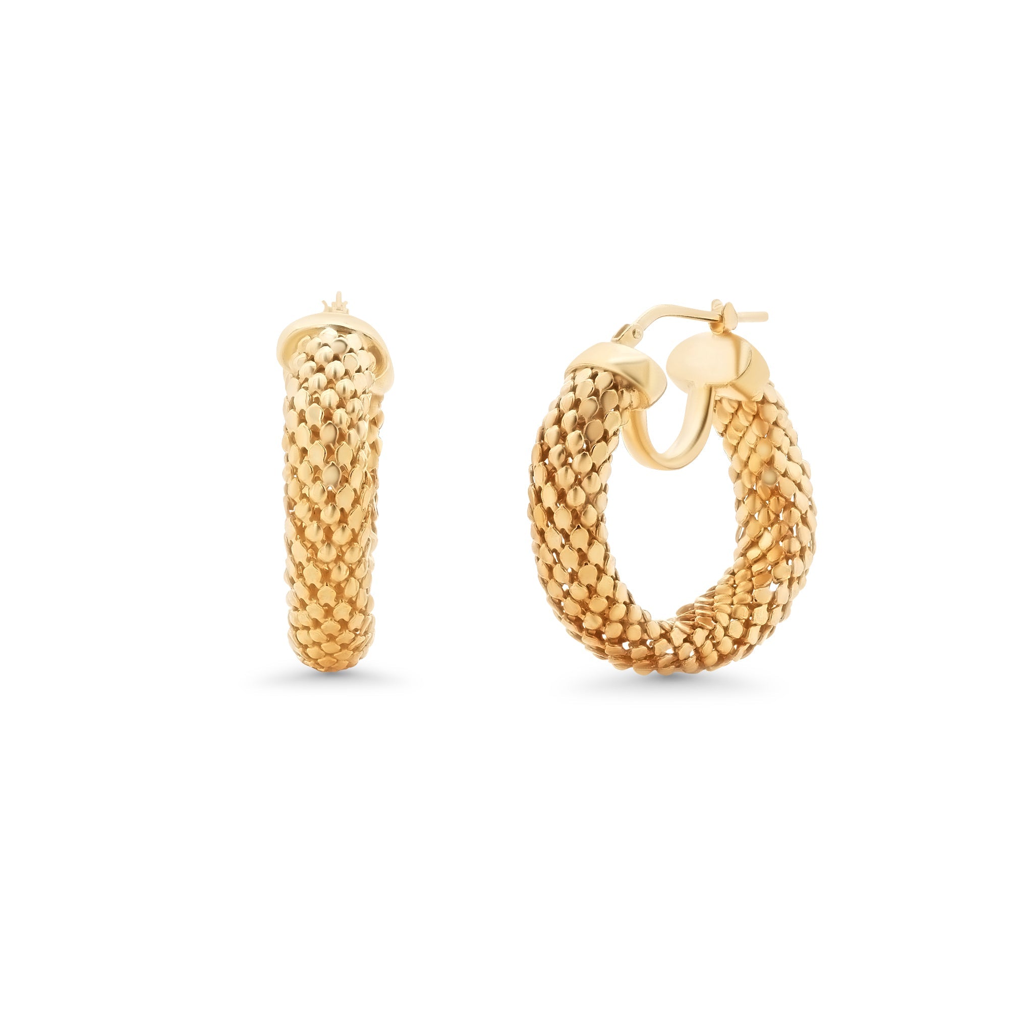925 Silver Italian Mesh Hoop Earrings - ITE00060