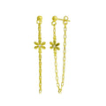 Gold Plated 925 Sterling Silver Dangling Flower CZ Earring - ITE00087-GP