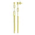 Gold Plated 925 Sterling Silver Dangling Ball Paperclip Earring - ITE00089-GP