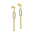 Gold Plated 925 Sterling Silver Dangling Ball Textured Paperclip Earring - ITE00091-GP