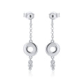 Rhodium Plated 925 Sterling Silver Dangling Donut Bar Stud Earrings - ITE00098-RH