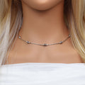 Black & Rhodium Plated 925 Sterling Silver Italian Beaded Necklace - ITN00001
