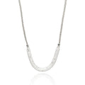 Rhodium Plated 925 Sterling Silver Mesh Necklace Filled with CZ - ITN00024