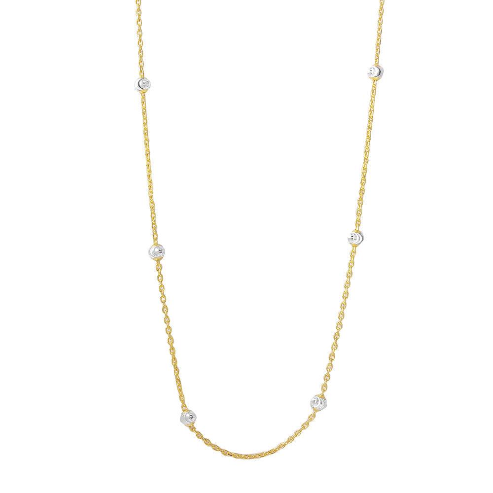 Silver 925 Diamond Cut Beaded Two-Tone Gold Plated Italian Necklace - ITN00109GP