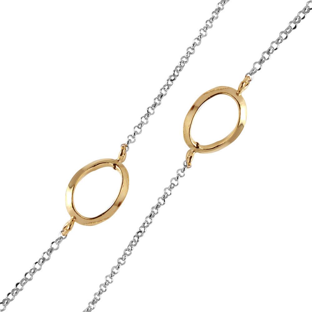 Silver 925 Chain Necklace with Curved Gold Plated Loops - ITN00117RH-GP