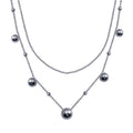 Rhodium Plated 925 Sterling Silver Multi Beaded Necklace - ITN00139-RH