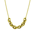 Gold Plated 925 Sterling Silver Large Link Center Necklace - ITN00141-GP