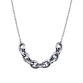 Rhodium Plated 925 Sterling Silver Large Link Center Necklace - ITN00141-RH