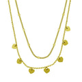 Gold Plated 925 Sterling Silver Multi Chain Dangling Heart Charm Necklace - ITN00143-GP