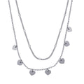Rhodium Plated 925 Sterling Silver Multi Chain Dangling Heart Charm Necklace - ITN00143-RH