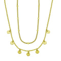 Gold Plated 925 Sterling Silver Multi Dangling Disc Charm Necklace - ITN00144-GP