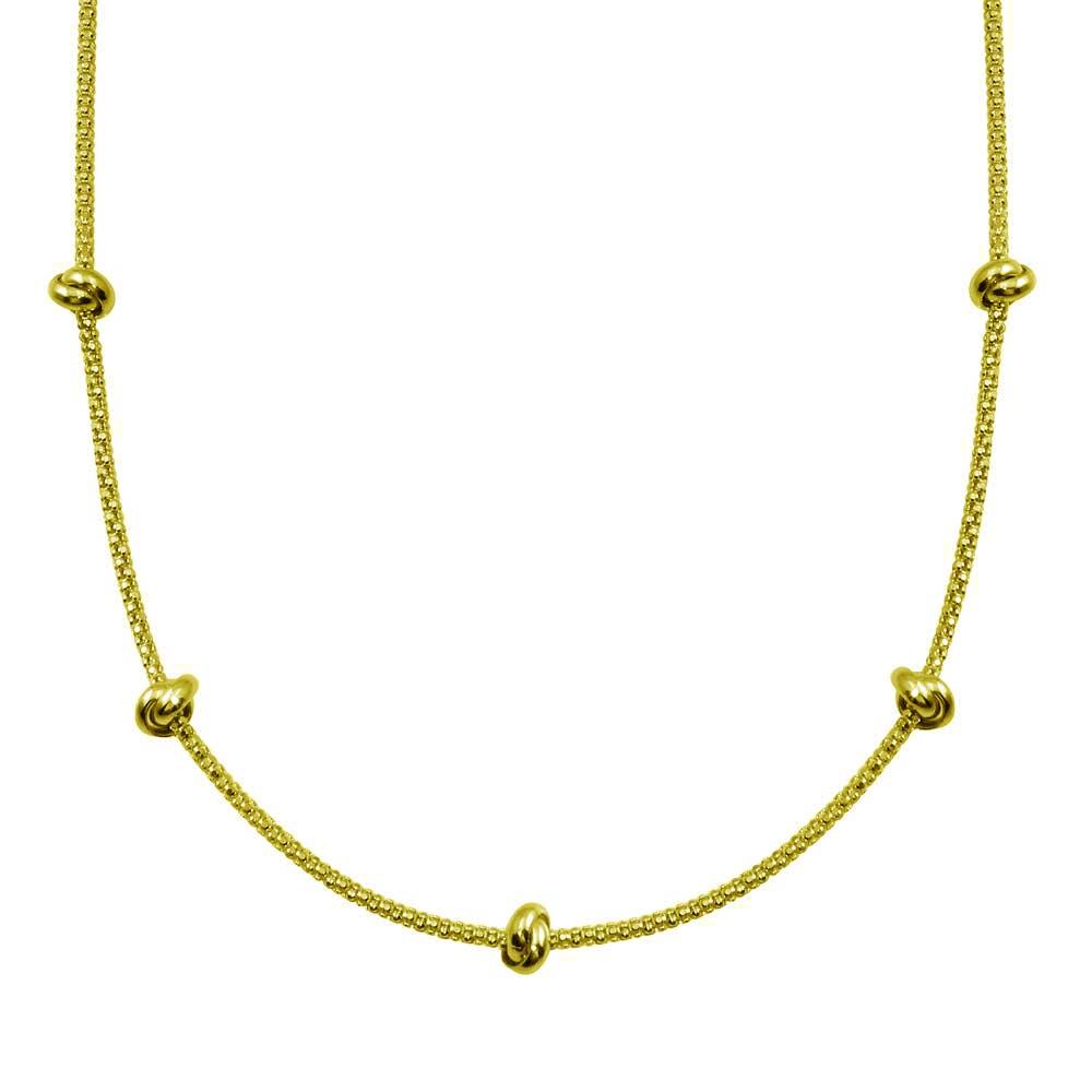 Gold Plated 925 Sterling Silver Correana Chain 5 Knot Charm Necklace - ITN00147-GP