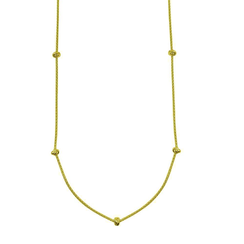 Gold Plated 925 Sterling Silver Correana 7 Knot Charm Necklace - ITN00148-GP