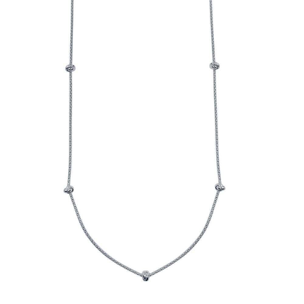Rhodium Plated 925 Sterling Silver Correana 7 Knot Charm Necklace - ITN00148-RH