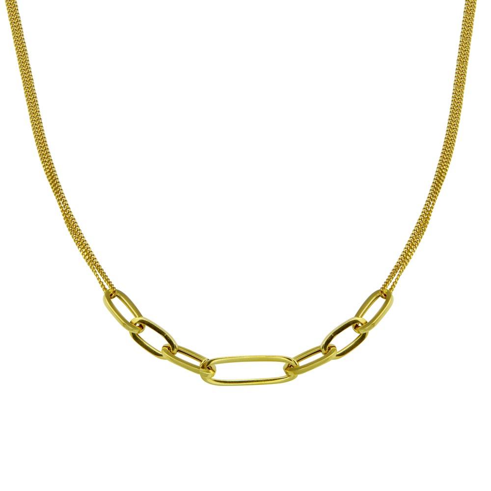 Gold Plated 925 Sterling Silver Cuban Paperclip Chain Necklace - ITN00151-GP