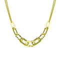 Gold Plated 925 Sterling Silver Paperclip Chain Textured Necklace - ITN00155-GP