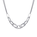 Rhodium Plated 925 Sterling Silver Paperclip Chain Textured Necklace - ITN00155-RH