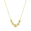 Gold Plated 925 Sterling Silver Puffed Mariner Adjustable Link Necklace - ITN00156-GP