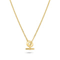 Gold Plated 925 Sterling Silver Rolo Adjustable Donut and Bar Necklace - ITN00161-GP