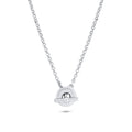 Rhodium Plated 925 Sterling Silver Rolo Adjustable Donut and Bar Necklace - ITN00161-RH