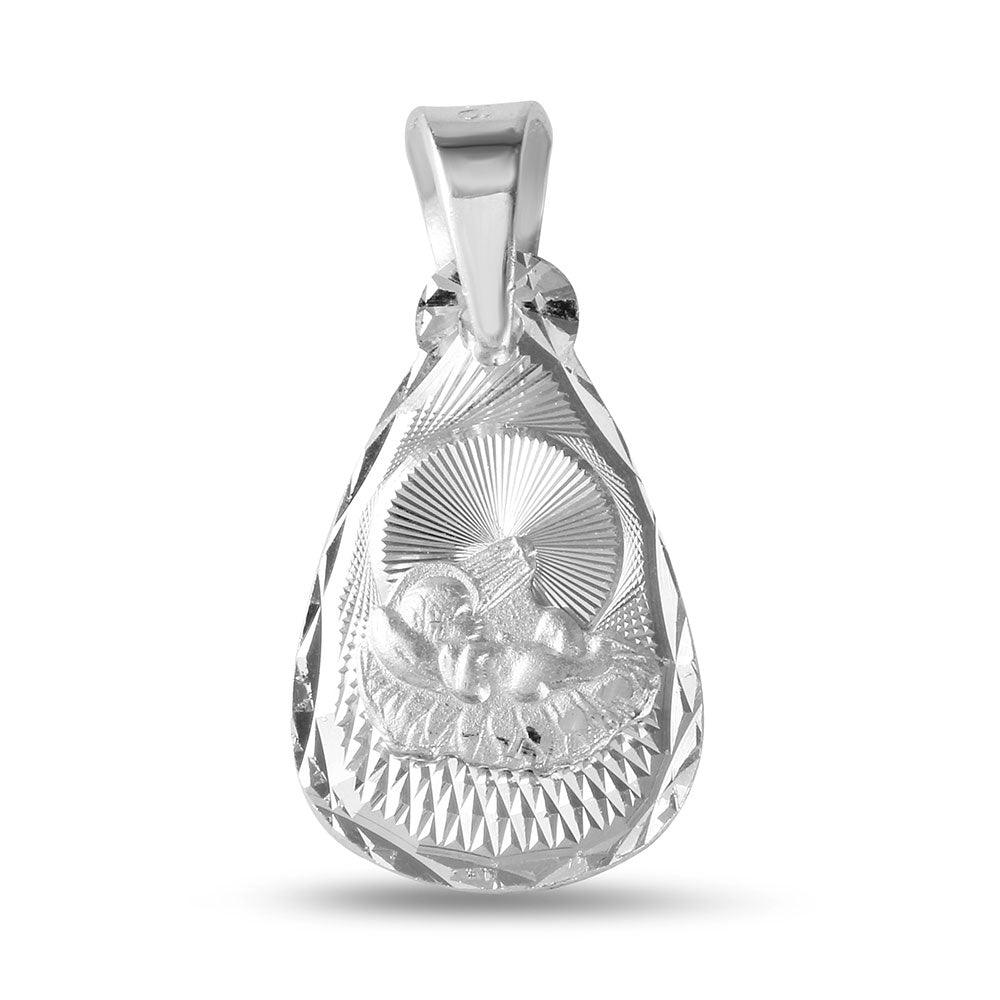 Silver 925 High Polished Teardrop Shape DC Baptism Medallion - JCA032-7