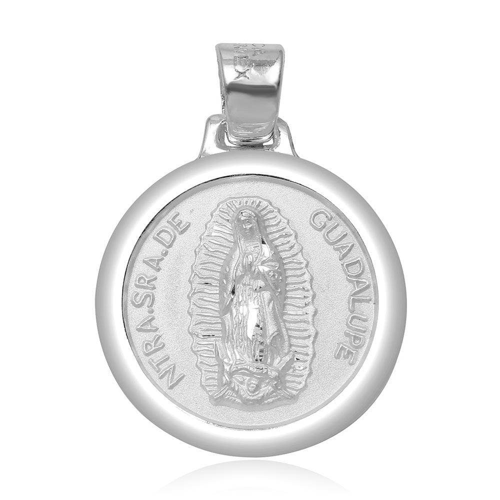 High Polished 925 Sterling Silver Our Lady Of Guadalupe Round Charm Pendant - JCA019-1