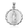 High Polished 925 Sterling Silver Our Lady of Guadalupe Wave Edge Charm Pendant - JCA021-1