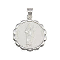 High Polished 925 Sterling Silver Round Flower Edge St. Jude Medallion Pendant - JCA021-5