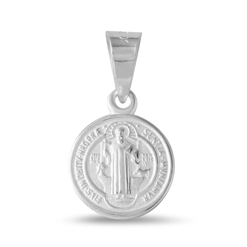 Silver 925 High Polished Saint Benedict Medallion 11mm - JCA022-R7
