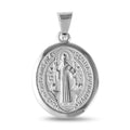 Silver 925 High Polished Oval Saint Benedict Medallion - JCA031-V22