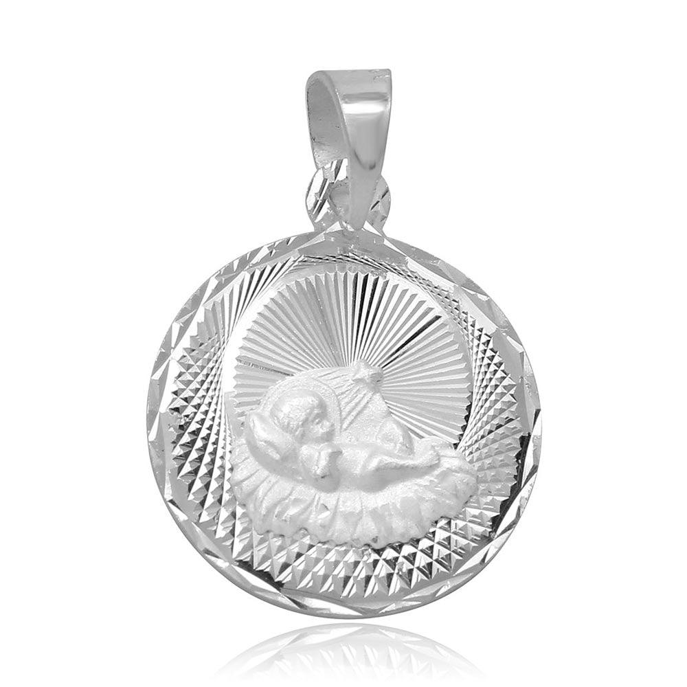 High Polished 925 Sterling Silver DC Baptism Medallion Charm - JCA038-7