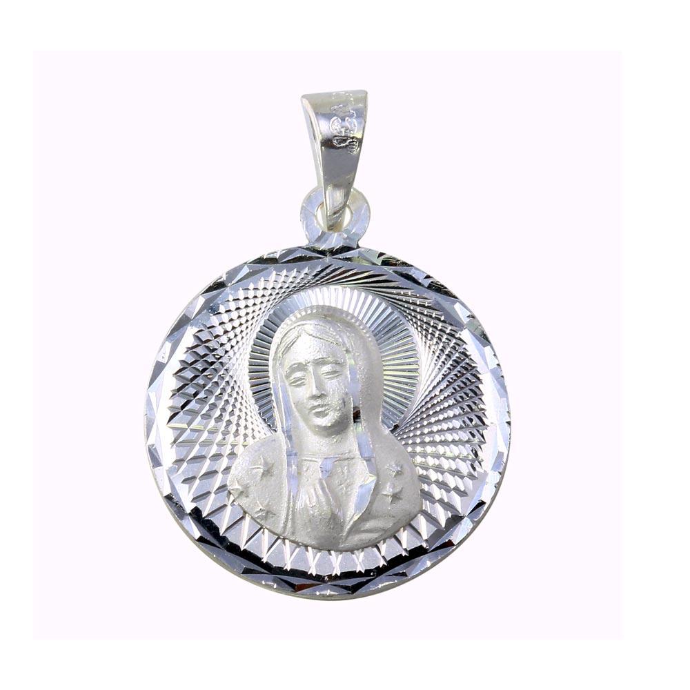 High Polished 925 Sterling Silver Diamond Cut Guadalupe Medallion - JCA041-2