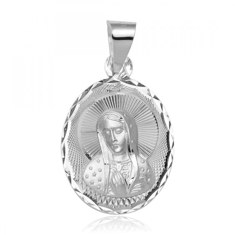 High Polished 925 Sterling Silver Mother Mary DC Charm Pendant - JCA042-2