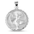 Silver 925 High Polished Crucifix Diamond Cut Medallion - JCA045-6