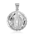 High Polished 925 Sterling Silver DC Our Lady of Guadalupe Medallion Charm Pendant - JCA059-1