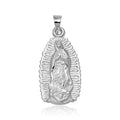High Polished 925 Sterling Silver Small Our Lady of Guadalupe Pendant - JCA068-1