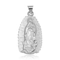 High Polished 925 Sterling Silver Large Our Lady of Guadalupe Pendant - JCA070-1