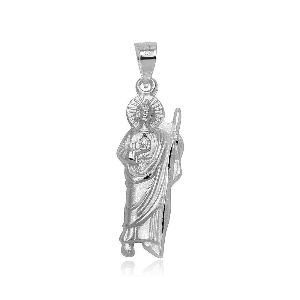 High Polished 925 Sterling Silver Small St. Jude Charm Pendant - JCA071-1