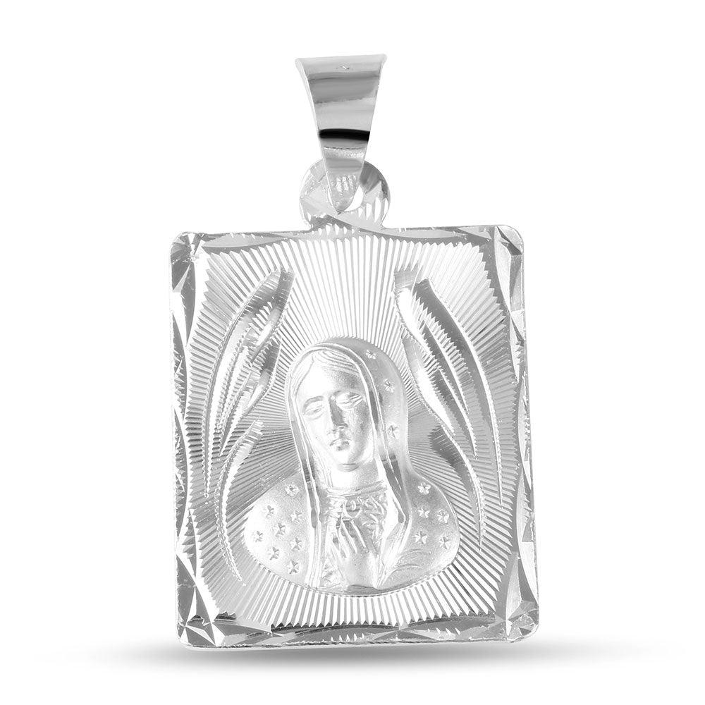 Silver 925 High Polished DC Guadalupe Medallion - JCA096-2