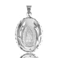 High Polished 925 Sterling Silver DC Oval Lady of Guadalupe Medallion Pendant - JCA099-1